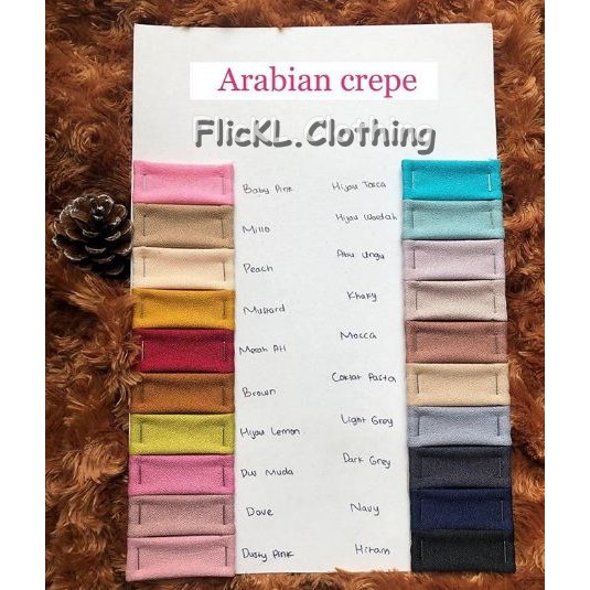 Bahan Kain Arabian Crepe Jilbab Hijab Pashmina Muslim Rollan