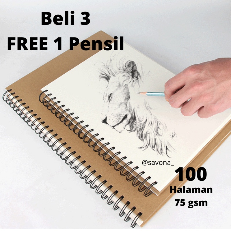 [Beli 3 FREE 1 pensil] Sketchbook Buku Note Book Aesthetic Notebook Buku Sketsa Gambar Buku Gambar B