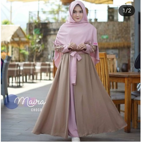 GROSIR BANDUNG | GAMIS SYARI PESTA | MAIRA SYAR'I + KHIMAR Wolfice Terbaru Dan Kekinian