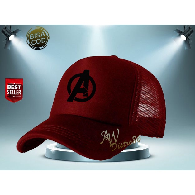 PROMO Topi Distro Avengers Text Hitam Premuim Quality Topi Trucker Keren Murah Banyak Di Cari Cowok &amp; Cewek Topi Kata Kata Sablon