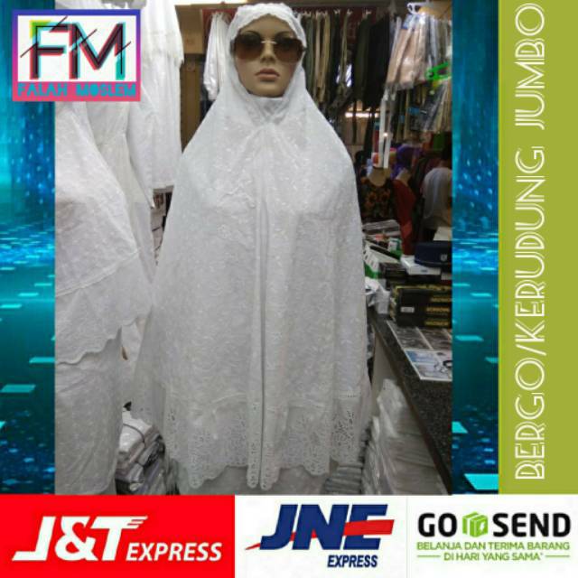 Bergo Muslimah / Kerudung Jumbo  Renda Kerancang ( XXL )