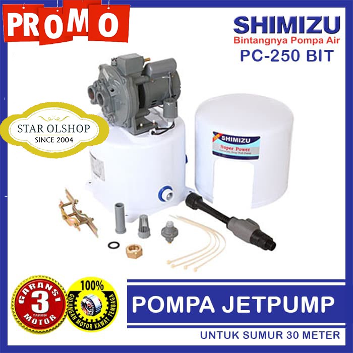 Pompa Air 250 Watt : Pompa Air Jet Pump 30 Mtr Dabavon 250 Watt Shimizu