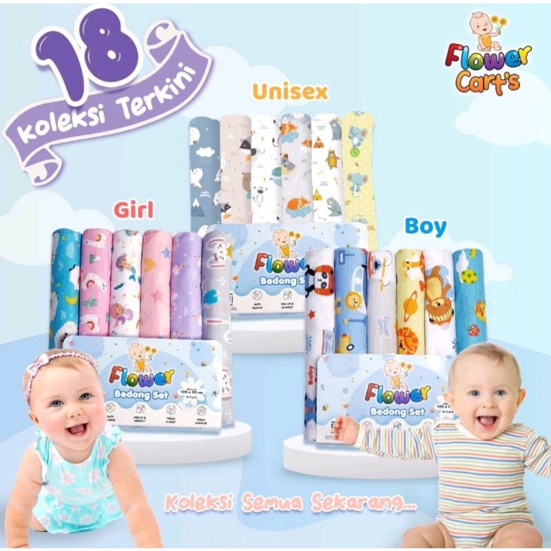 Bedong flower bayi full print boy &amp; girl/ alas tidur,selimut bayi,bedong/ kain pernel bayi /bedong bayi flower terbaru