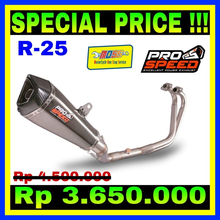 KNALPOT PROSPEED SHARK BLACK R25 Full System KNALPOT R25 PRO SPEED