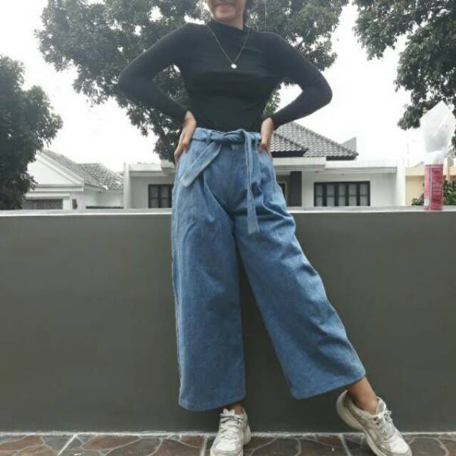 kulot jeans, kulot, celana longgar, kulot biru, Blue cullotes