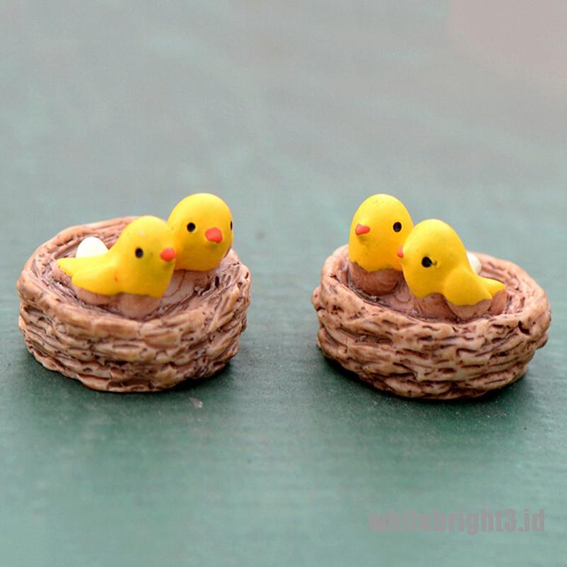 (white3) Miniatur Sarang Burung Bahan resin Untuk Dekorasi Rumah