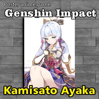 Jual Poster Anime Game GENSHIN IMPACT Kamisato Ayaka Full Colour Murah ...