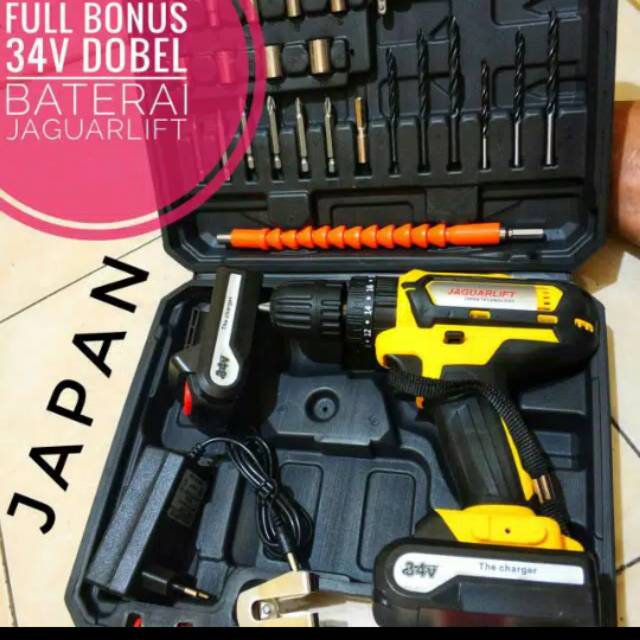 impact drill bor baterai cordless 32volt  mesin bor beton besi kayu JAGUARLIFT terkuat