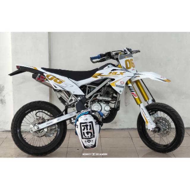 DEKAL STICKER DECAL KLX DTRACKER PUTIH CUTTING CROME GOLD CANDY SIMPLE