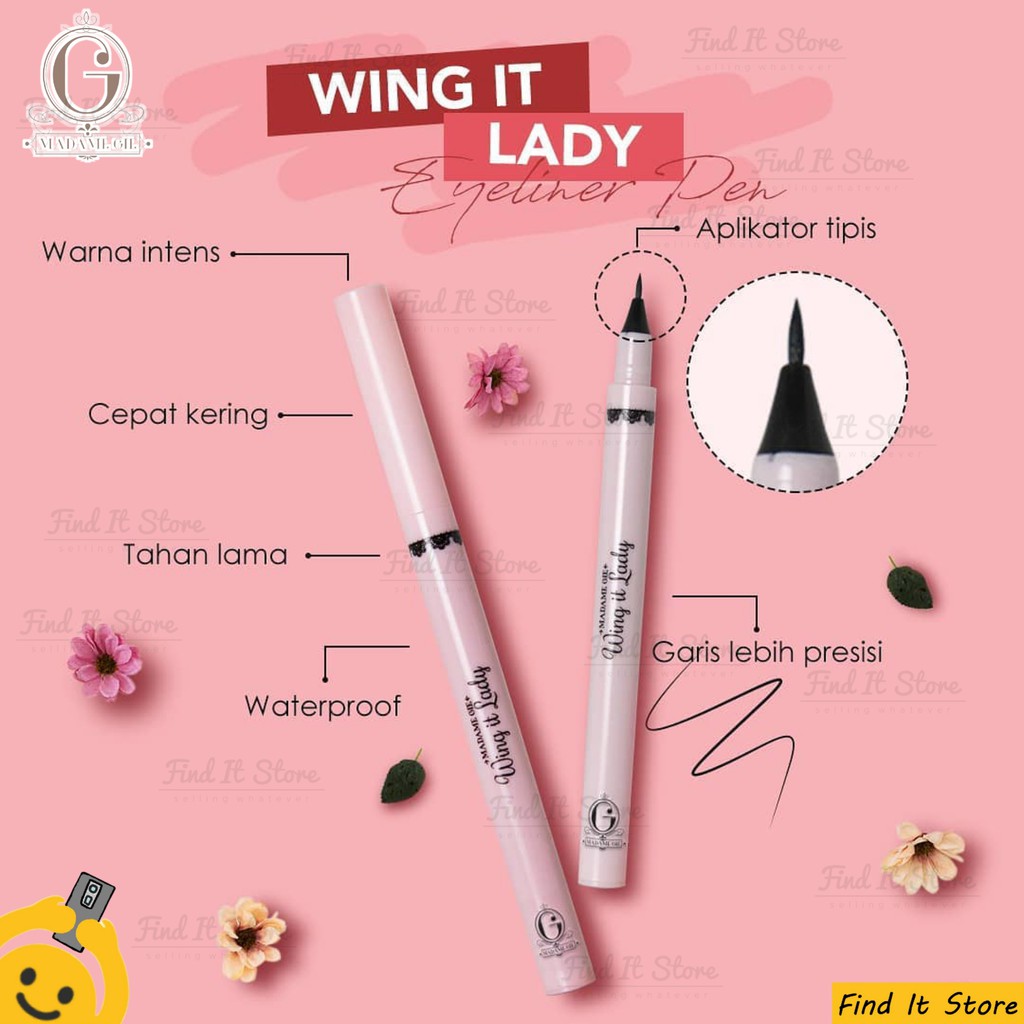 Madame Gie Eyeready Liner | Wing It Lady Liner | Eye Liner Pen waterproof spidol | BPOM eyeliner