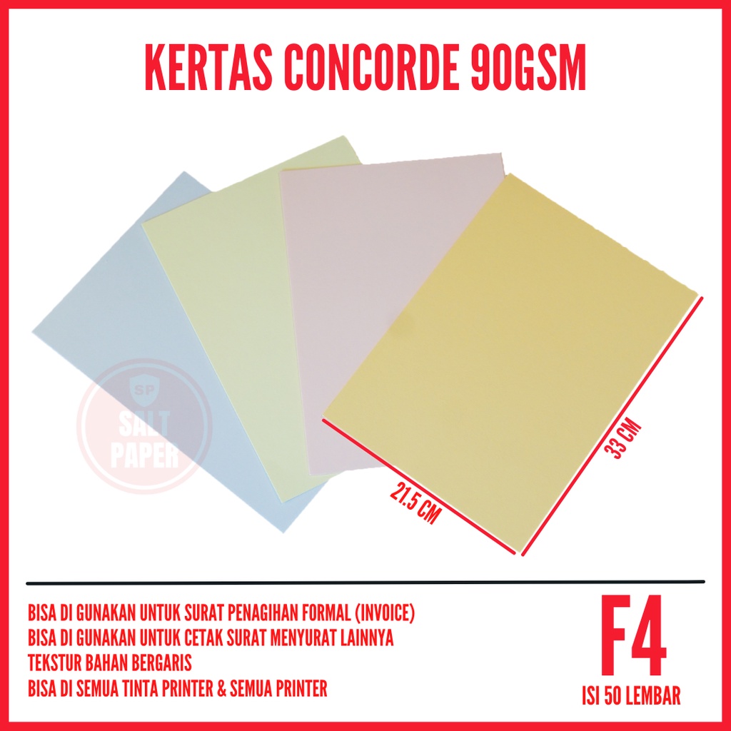 

Kertas Concorde F4 90gr isi 50 lembar / Kertas Concorde F4 90gr