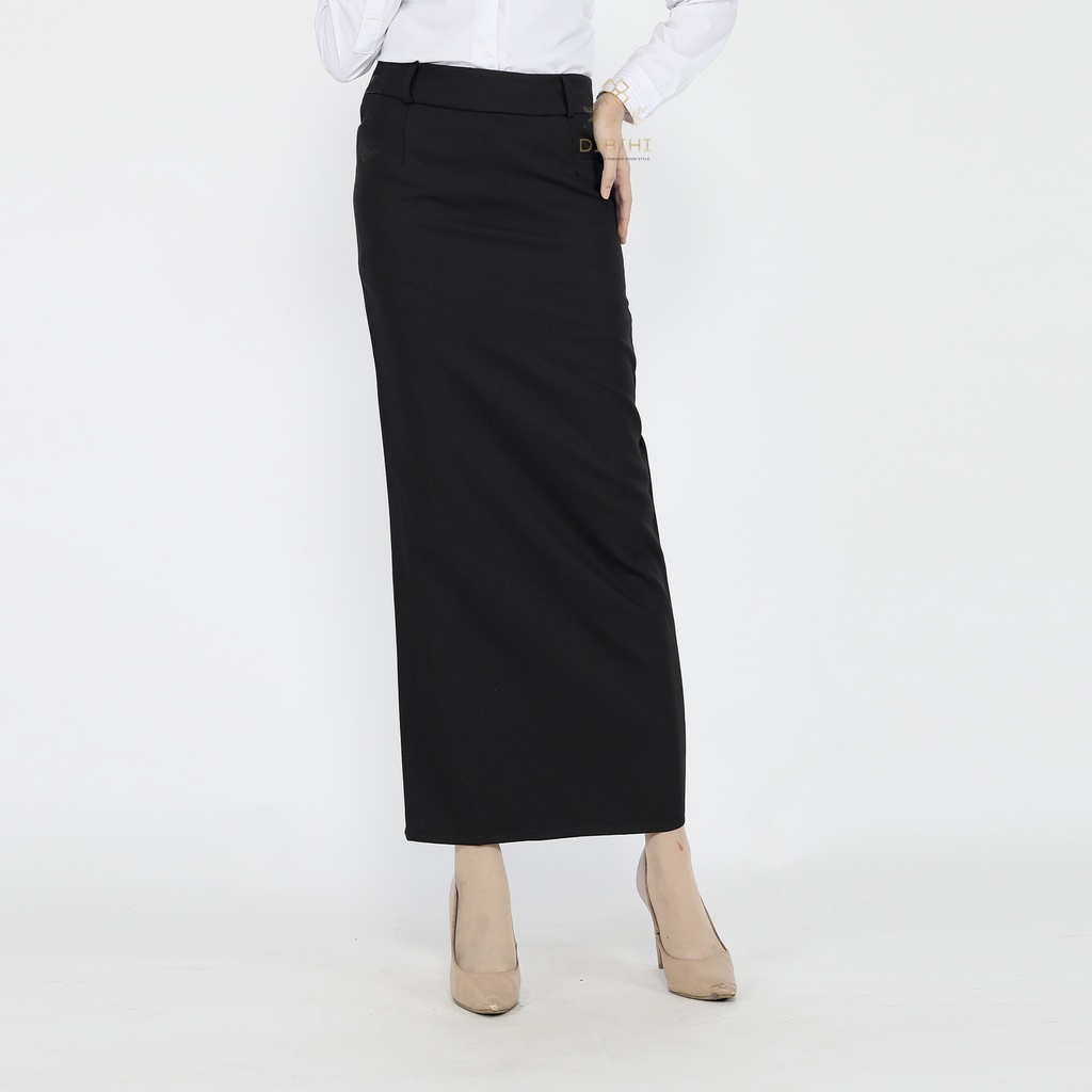 Rok Span PREMIUM QUALITY  Rok Kantor Formal Wanita Rok Kerja Rok Rempel Wanita Rok Span Polos Rok Panjang Wanita Rok Span Jumbo-Hitam