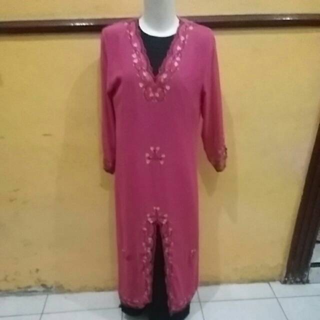 Gamis dalaman hitam luar pink pl