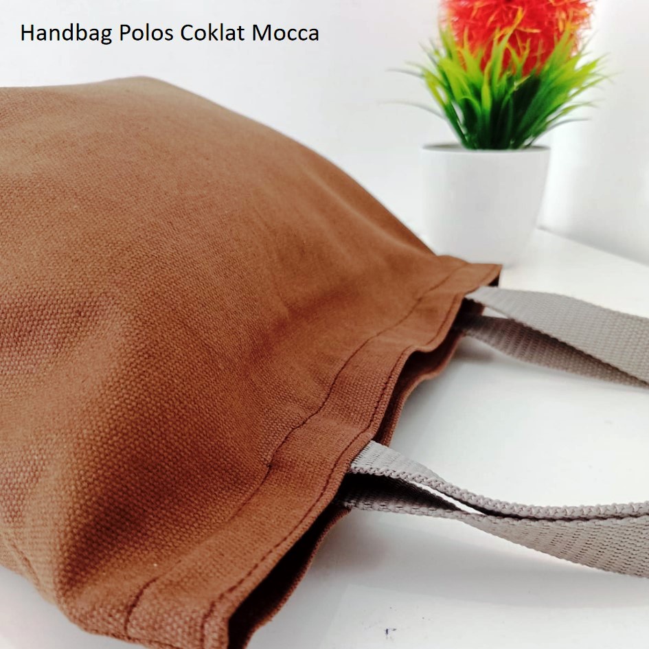 HANDBAG TAS JINJING KANVAS POLOS WARNA COKLAT MOCCA RIENS COLLECTIONS