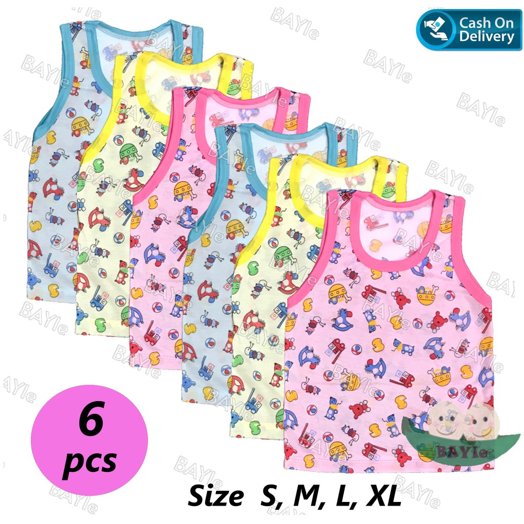 BAYIe -  6 PCS Kaos Singlet / Kutung Bayi/Anak Laki/Perempuan Motif TABUR MF Size S, M, L, XL