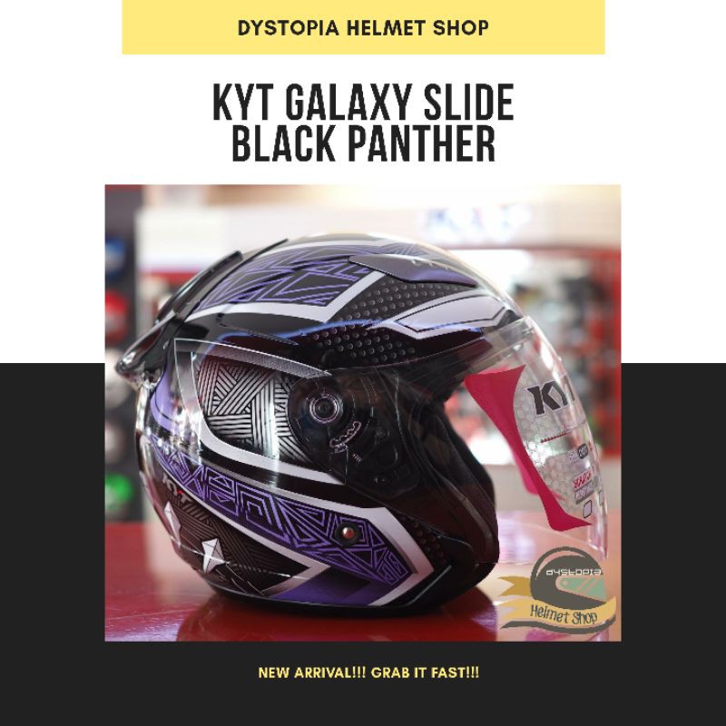 KYT Galaxy Slide Black Panther - Black Purple - Helm Half Face KYT Galaxy Slide - Marvel Series