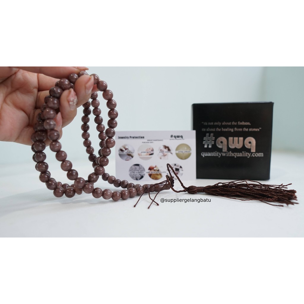 tasbih batu brown agate 8mm 99 butir premium tasbeh doa muslim coklat