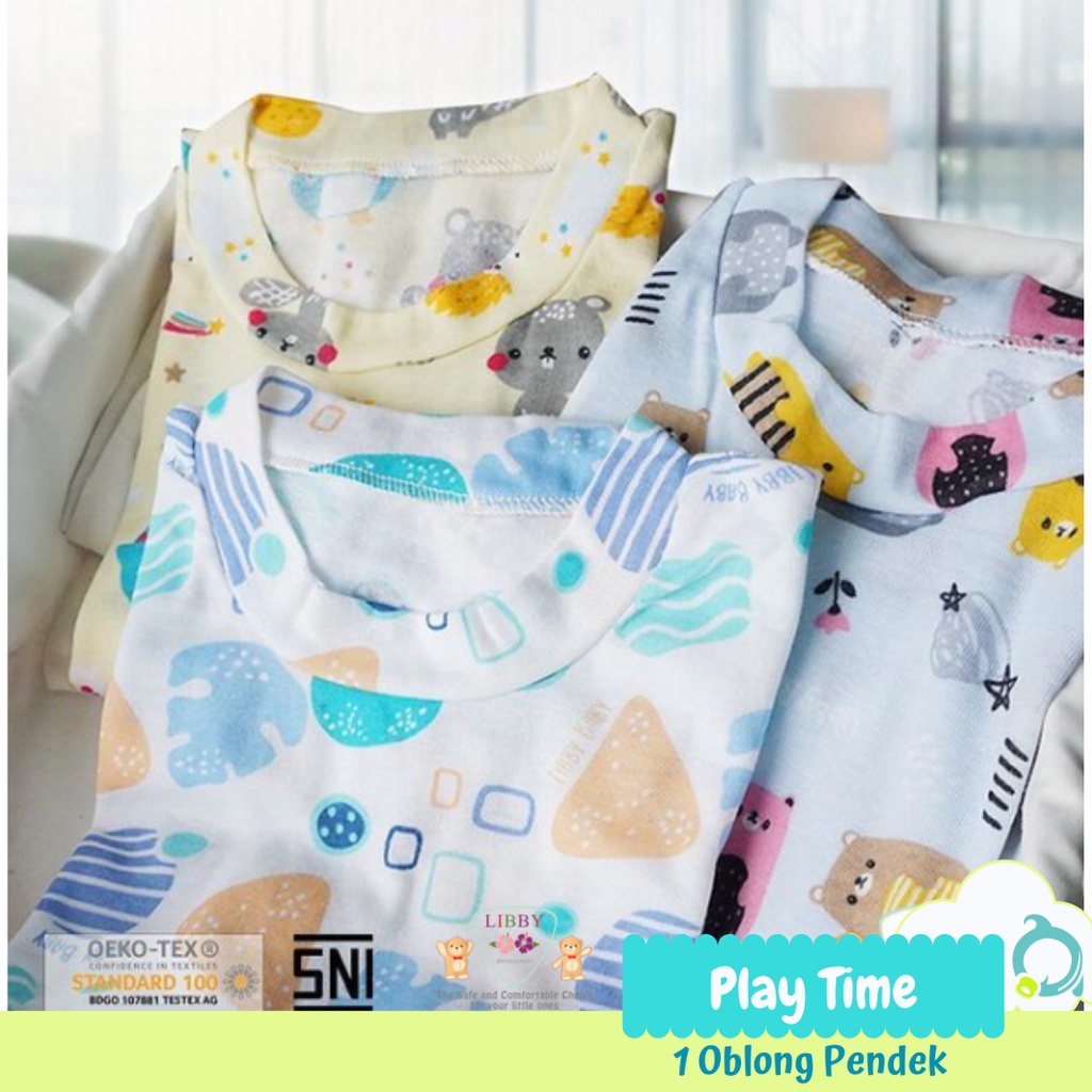 LIBBY 1Pcs Oblong Pendek Rib Bayi/Baby Motif S,M,L,2L,XL,XXL /6m - 4y | Perlengkapan Bayi /Baju Bayi