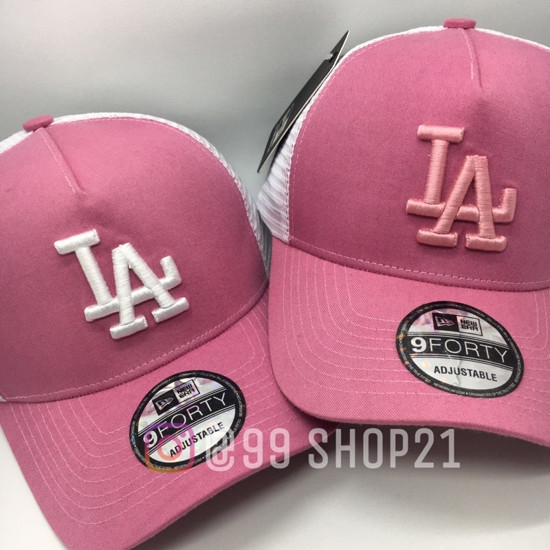 MLB TRACKER CAP Topi Baseball Jaring LA Los Angeles Pink Unisex