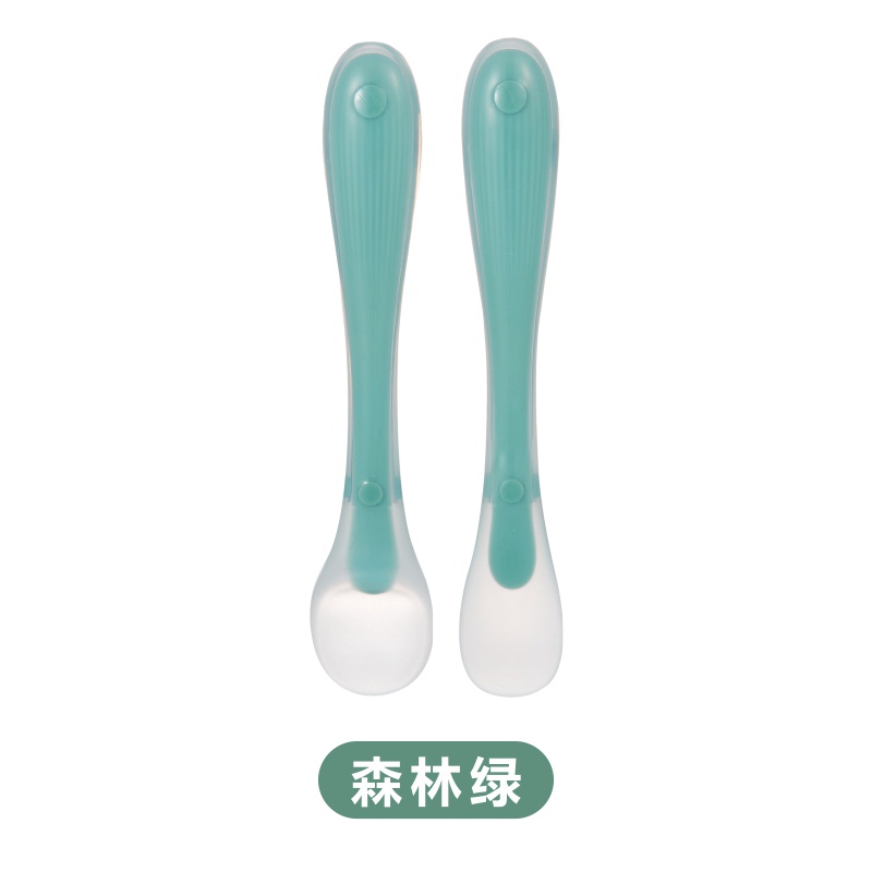 VnM080 | JIAYI Sendok Makan Silikon Bayi / Baby Safety Spoon Food Grade Silicone 2in1 / Perlengkapan Makan Bayi