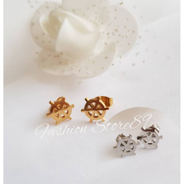 Anting import anting tusuk setir titanium gold white import antikarat fashion simpen elegant