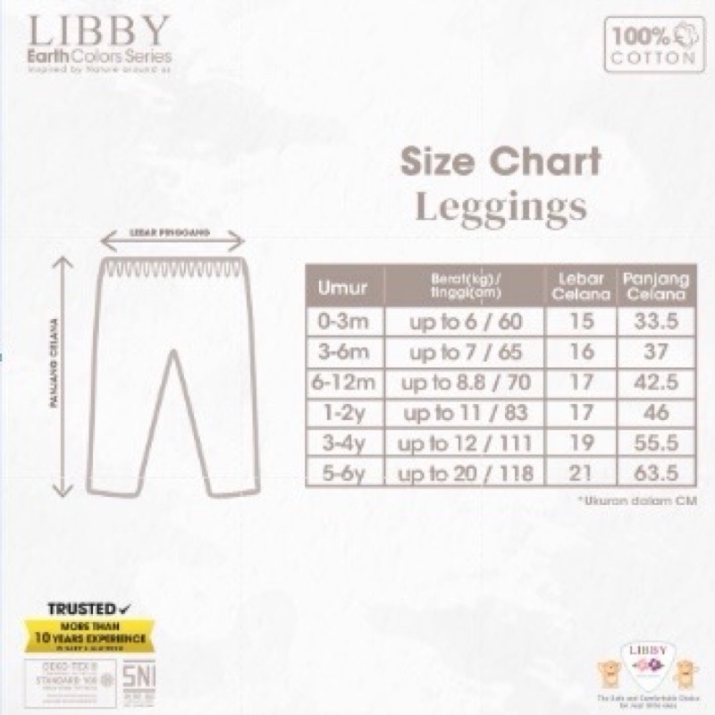 Legging bayi Libby baby warna terbaru/Celana panjang anak bahan kaos