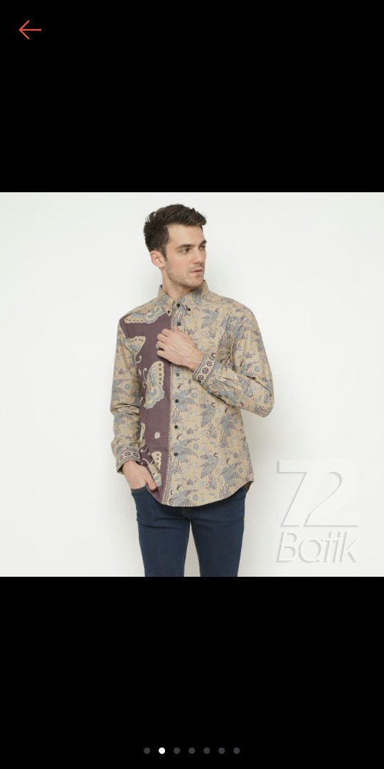 Kemeja Batik Pria Lengan Panjang Premium Bangau Two Tone Pagi Sore Cream Putih Tulang 725903 Cap 72