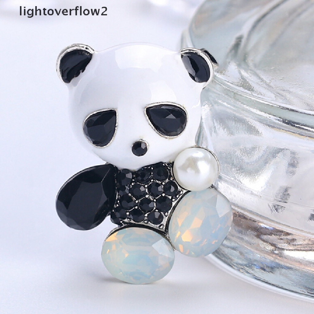 (lightoverflow2) Bros Pin Enamel Desain Panda Hias Kristal Untuk Pengantin Wanita