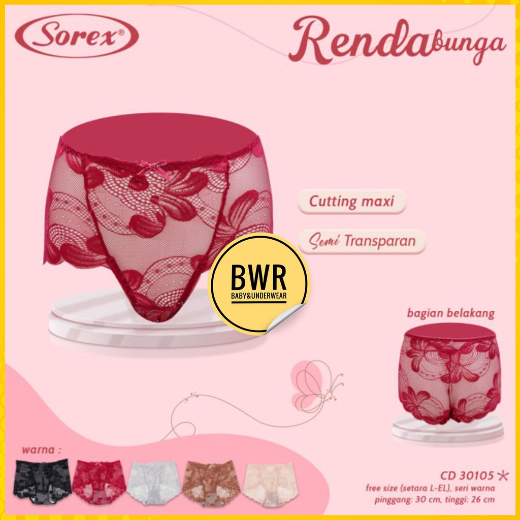 CD Sorex 30105 Transparan | Celana Dalam Wanita Dewasa Brukat Bunga CD Lingerie | Bwr