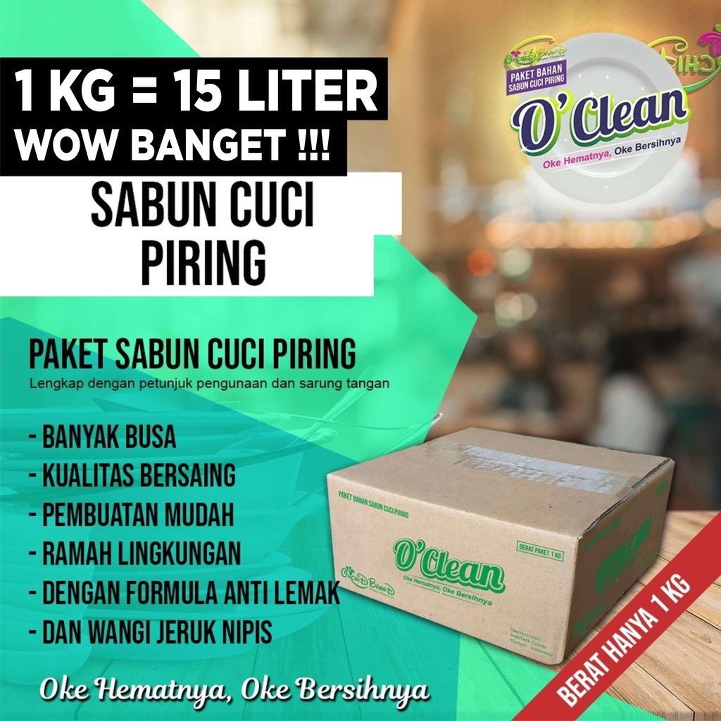 O'Clean Original Produsen Paket Bahan Baku Sabun Cuci Piring, Bibit Dish Wash Free Petunjuk Cara Mem