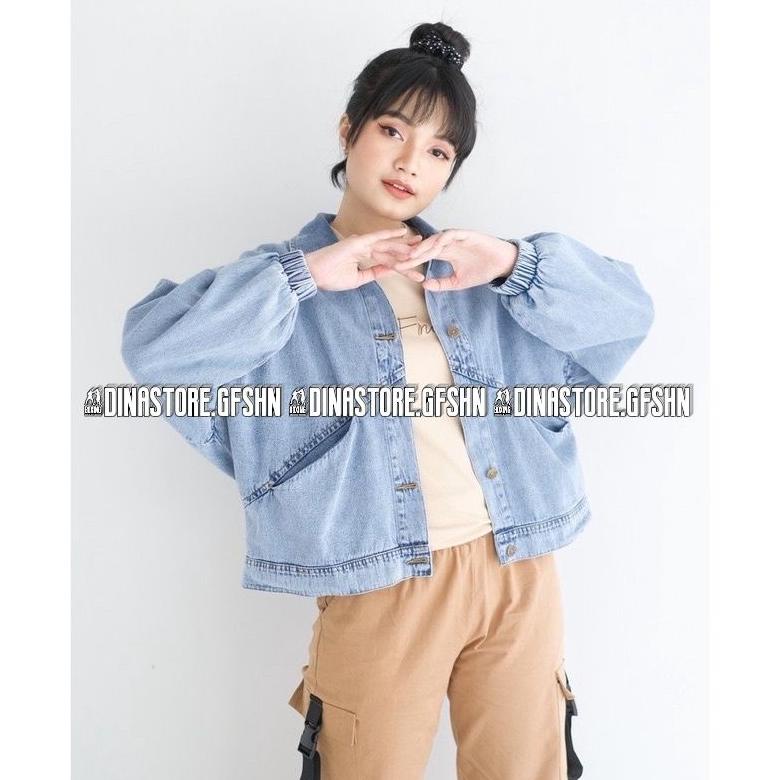 Jaket Baggy Jacket Jeans Oversize Wanita Original Karet Lengan Balon Premium Terbaru Termurah