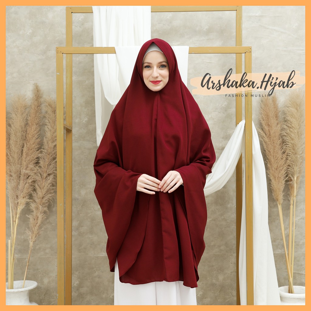Khimar Super Jumbo Haji Wolfis Premium Hijab Syari 136cm Ped Anthem-1