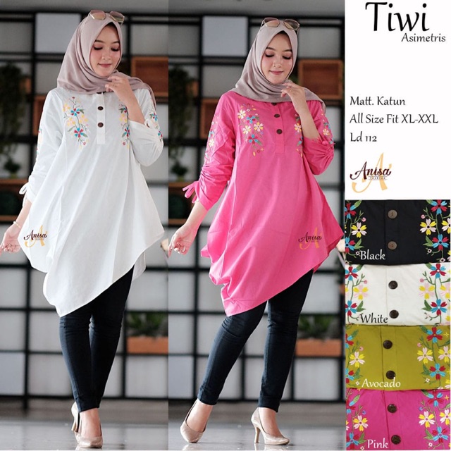 Grosir Murah Tiwi asimmetria tunik cantik bordir