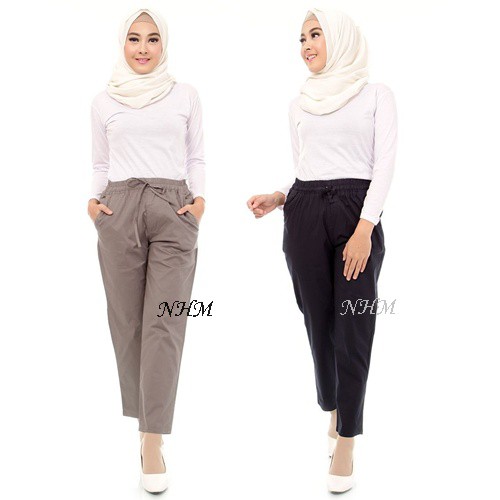 NHM Celana  Baggy  Basic Pants Celana  panjang katun street 