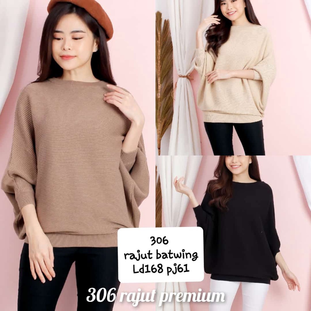 Blouse Rajut Knit Batwing Oversize - Atasan Knit Jumbo - Atasan Rajut Cotton Knit Oversize(306)