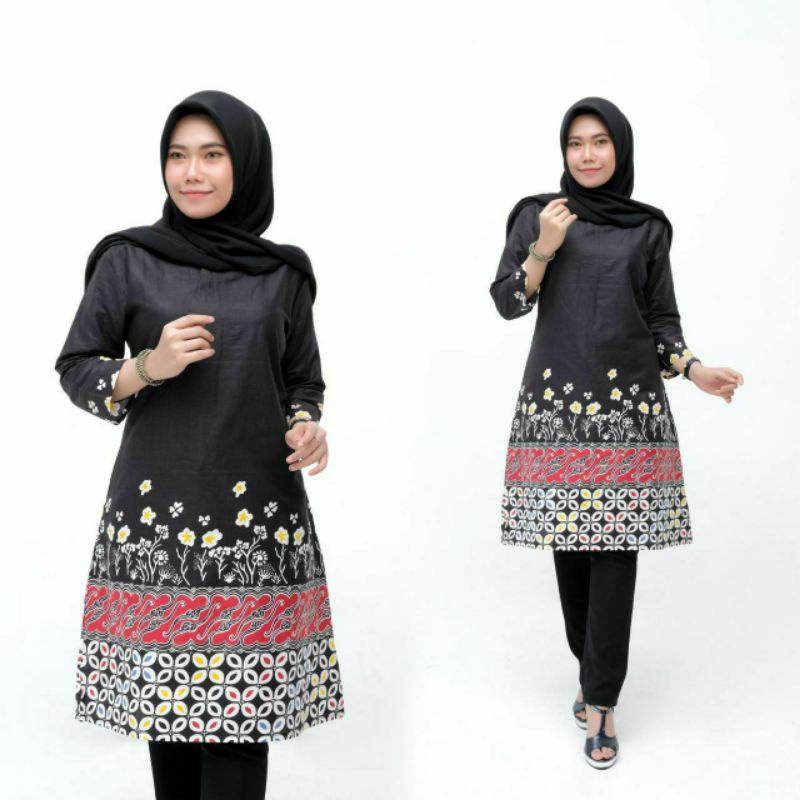 TUNIK JUMBO LD 120 130 140CM M XXXXXL 3L 4L 5L ATASAN BIGSIZE BERAT BB 100KG BATIK MOTIF TULIP BUSUI