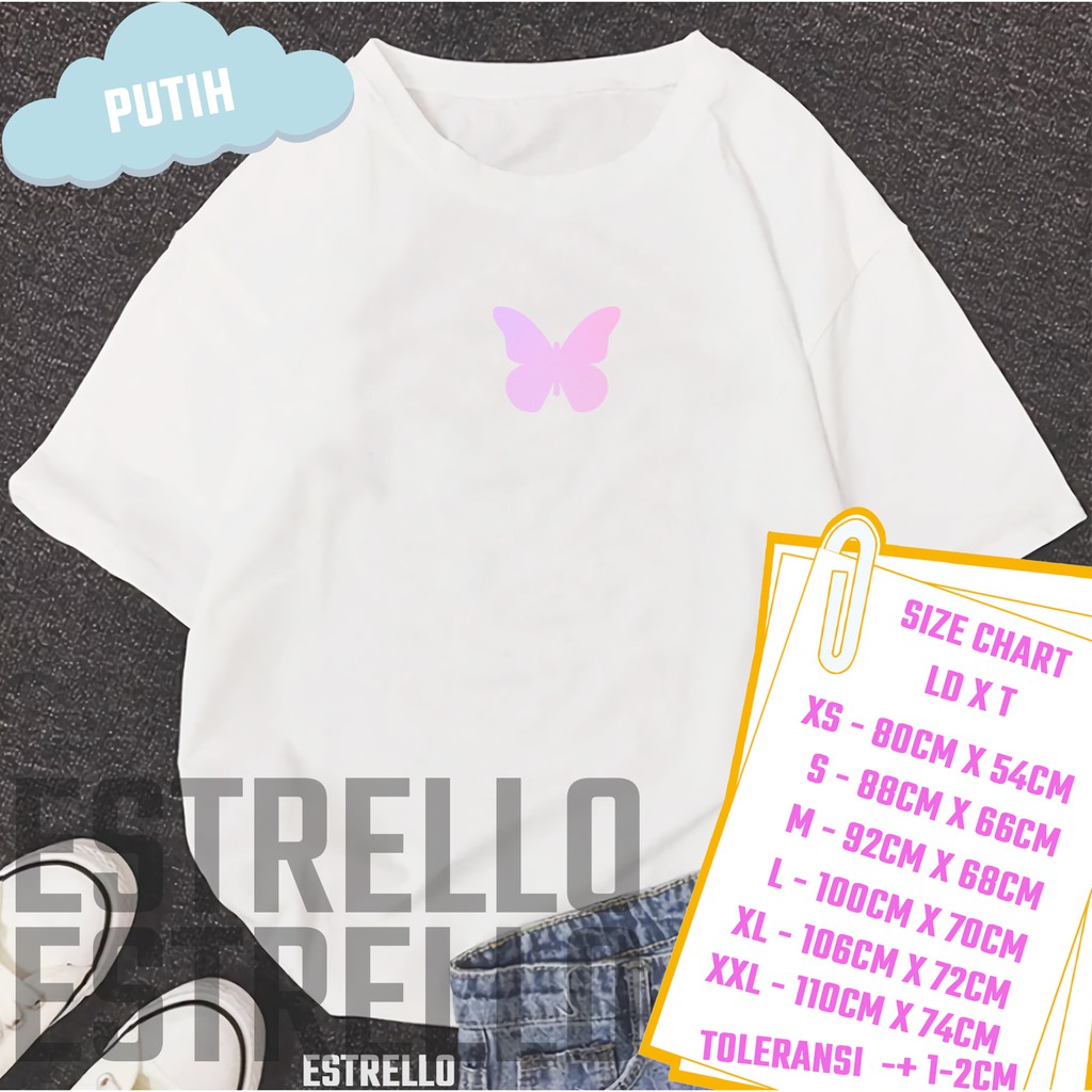 Estrello Fashion - KAOS BUTTERFLY ATASAN WANITA WARNA LILAC OVERSIZE