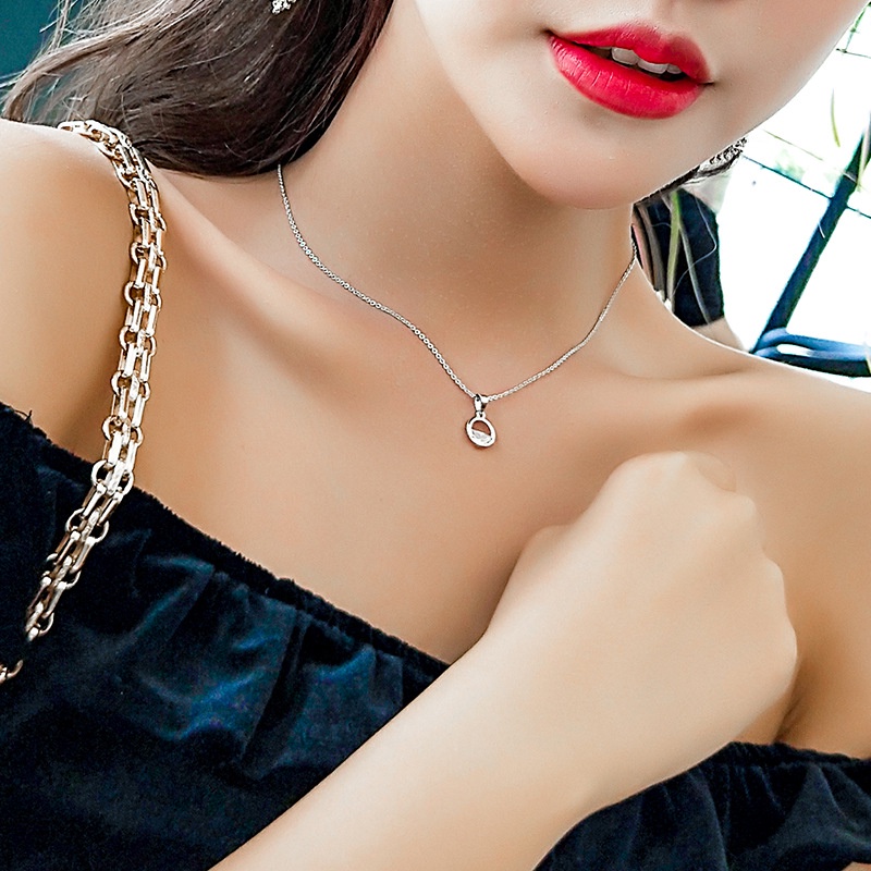 [Ready Stock]Fashion Silver-Plated Necklace Simple Spring Clavicle Chain
