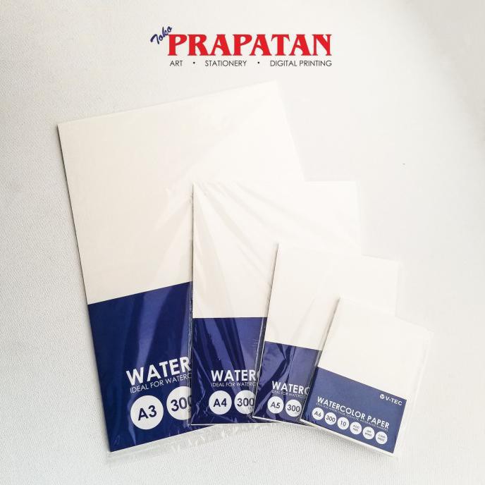 

Bergaransi V-Tec Watercolor Paper 300Gsm 10 Lembar A6/A5/A4/A3 Repack - A3 Trendi