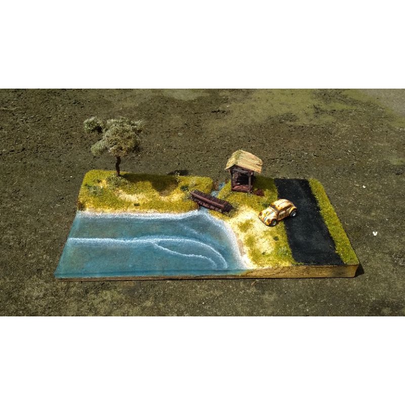 Diorama Diecast Hotwheels Pantai Jalan dan Pondok