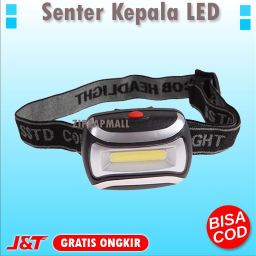 Senter Kepala Led Super Terang Jarak Jauh -  Headlamp Flashlight Waterproof LED 3 Modes COB Murah