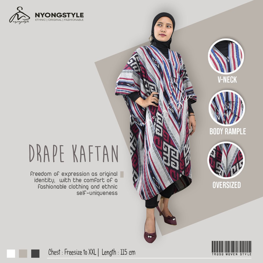 DRAPE KAFTAN / LONG KAFTAN / KAFTAN TENUN / TROSO KAFTAN / ETHNIC KAFTAN