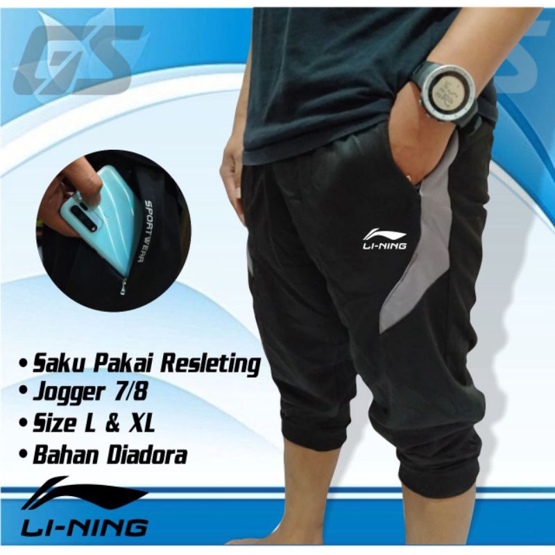 Celana badminton 3/4 lining olahraga pria bulutangkis-jogger pendek badminton 3/4