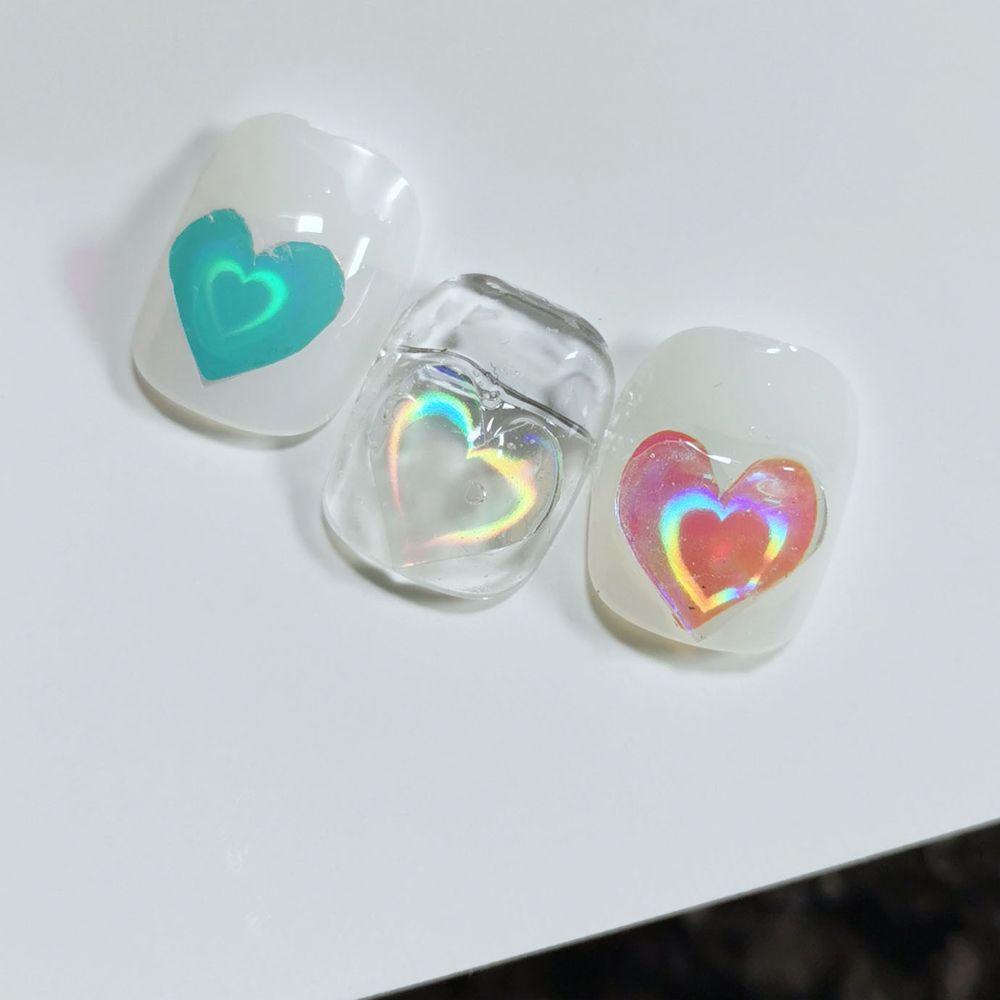 Mxbeauty Aurora Kuku Foil Gadis Korea 3D Kuku Decals Warna Gradien Perekat Diri Hologram Cellophane Kertas