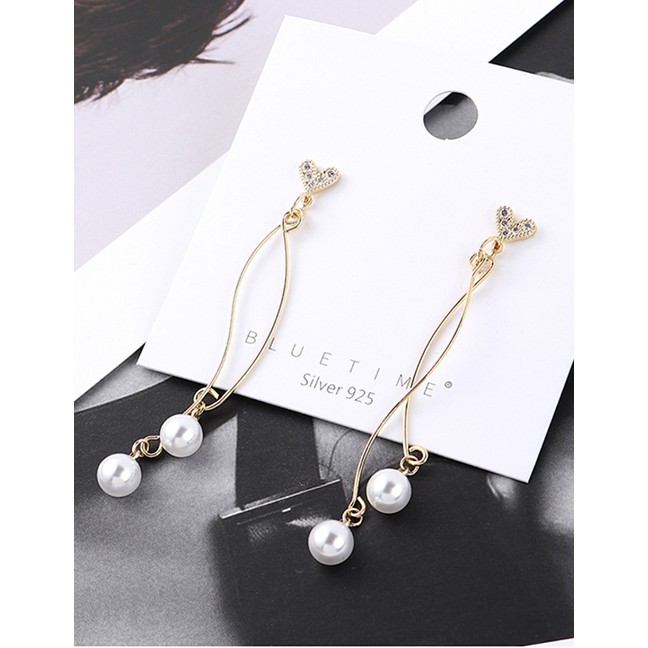 LRC Anting Tusuk Fashion Gold Plated Gold Small Love Fringed S925 Silver Needle Earrings Y61964