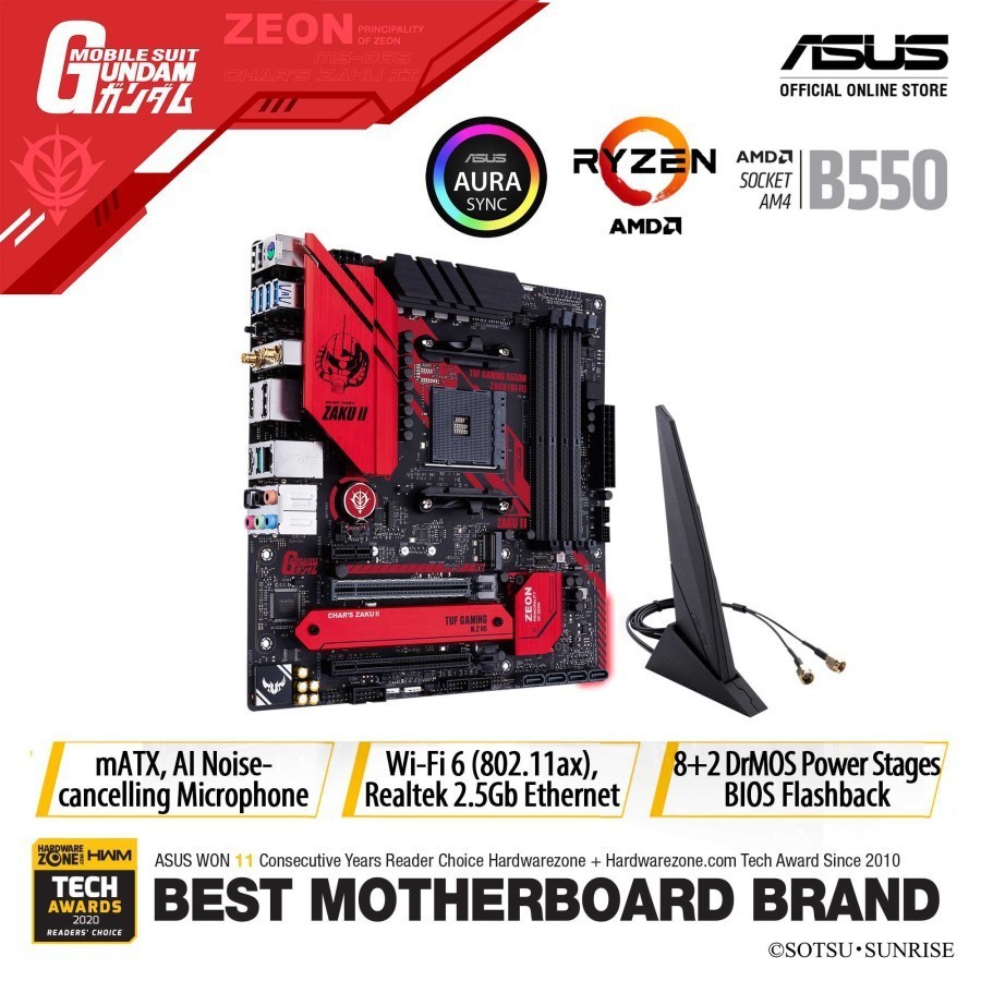 Mainboard Asus Tuf Gaming B550M AM4 Wifi Zaku II - Asus B550M Gundam ZAKU II RED Edition