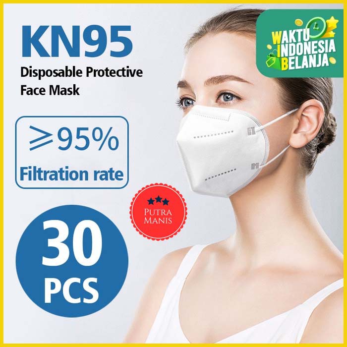 isi 30 pcs Masker KN95 PM2.5 Earloop 4Ply 4 ply filter 95% sangat berkualitas