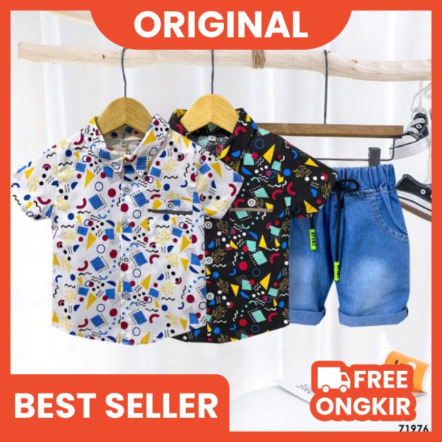 AISON KIDS - SET KEMEJA + CELPEN JEANS 0-4 TAHUN SETELAN KEMEJA CELANA JEANS ANAK AISON