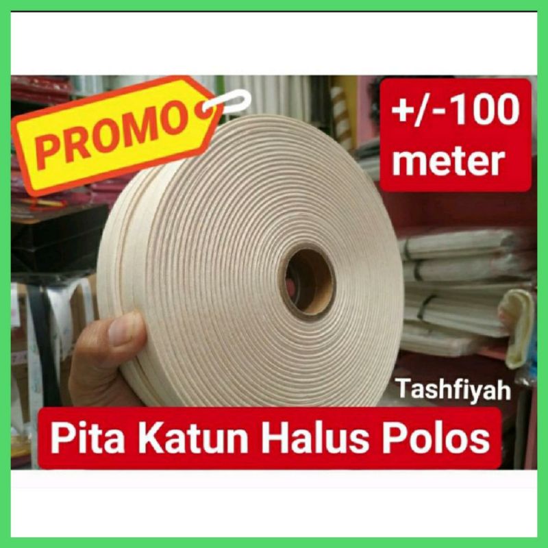 

Label Pita Katun 2,5cm Polos Crem hitam 1 inchi