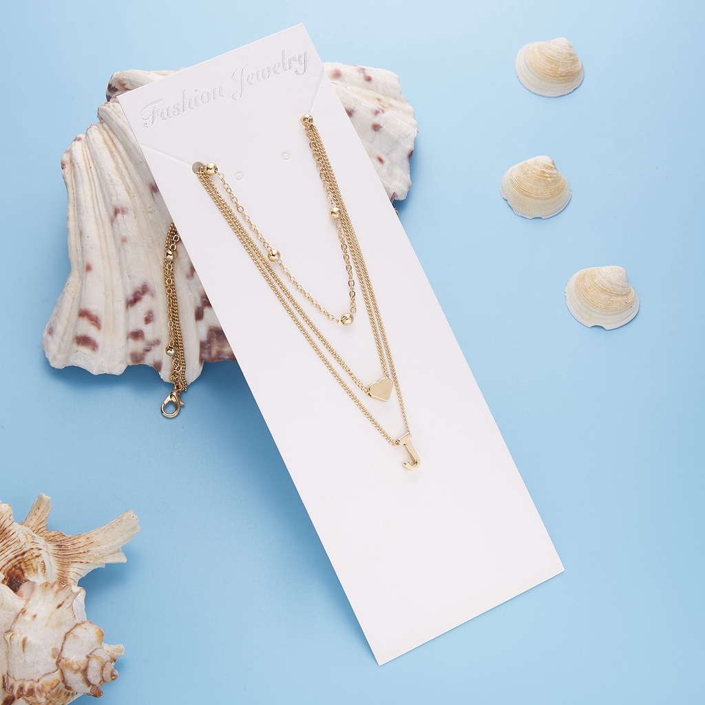 Kalung Liontin Manik-Manik Bulat Hati 26 Huruf 3 Lapis Emas Untuk Aksesoris Perhiasan